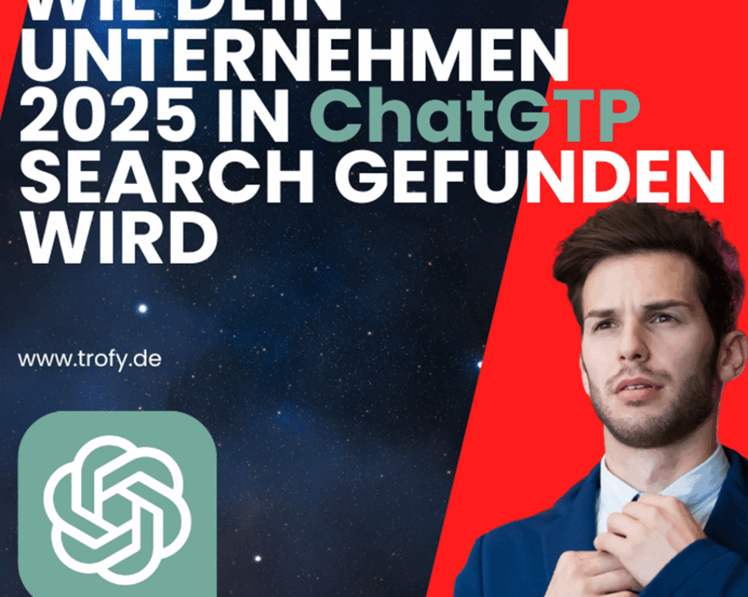 SEO Agentur Blog 3 Wie dein Unternehmen 2025 in ChatGPT Search gefunden wird – Titelbild mit Person und ChatGPT-Logo