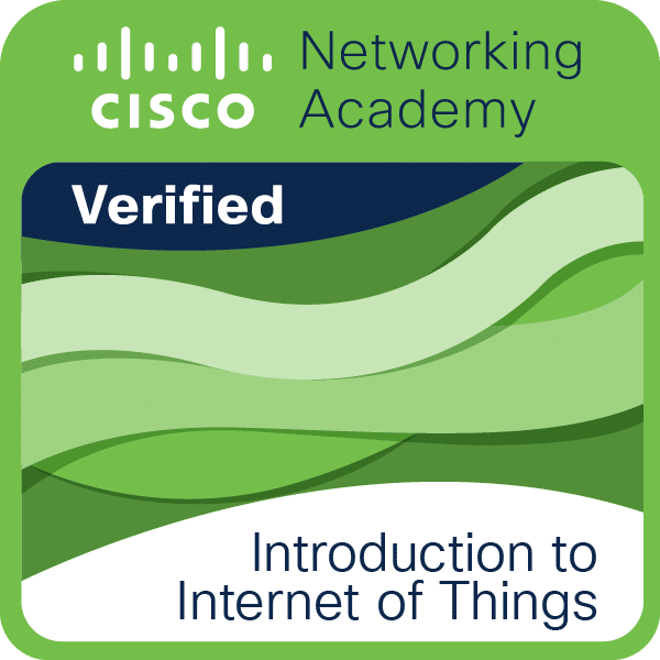 Cisco Zertifikats-Badge für Introduction to IoT (Internet of Things) und digitale Vernetzung.