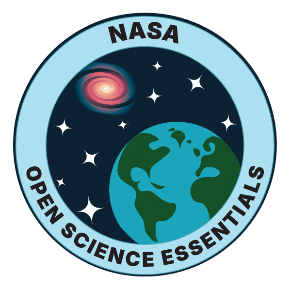 Alternativtext (Alt-Text): Badge der NASA Open Science Essentials Zertifizierung für datengestützte wissenschaftliche Arbeit.