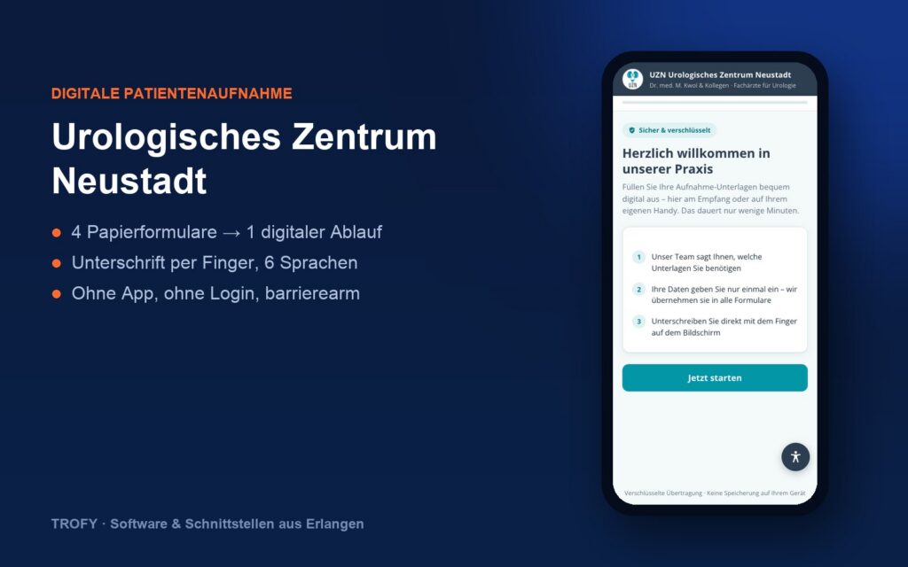 Urologisches Zentrum Neustadt – digitale Patientenaufnahme von Trofy